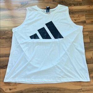 NWT Big Tall Muscle Tank Sleeveless Gym Shirt White Adidas Men’s 4XLT Logo